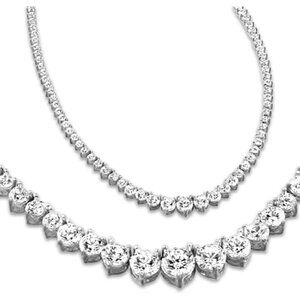 3 to 50 Carat LAB GROWN 17" Straight and Graduating Diamond Tennis Riviera Neckl